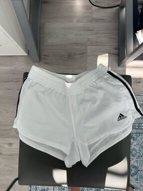 adidas White Shorts with Black Side Stripe